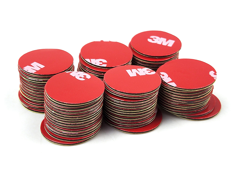 20mm Circle Die Cut Pressure Sensitive Acrylic Foam Tape 3M 4229P, Gray Color, Red Printed Liner With 3M Logo.