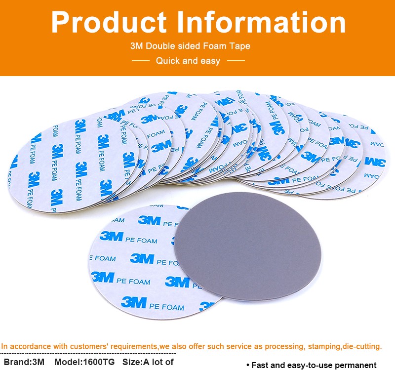 Die Cut Round 3M 1600TG Double Sided Polyethylene PE Foam Tape Custom Sheet
