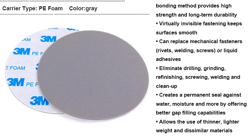 Die Cut Round 3M 1600TG Double Sided Polyethylene PE Foam Tape Custom Sheet