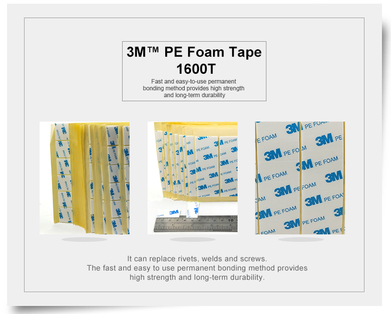 Professional Die Cutting 3M 1600T Waterproof Car Double-Sided Self Adhesive Pe Foam Tape Any size 3m double-sided tape for water