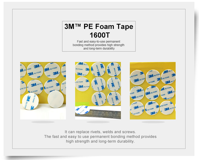 Die Cut white color 3M 1600T PE foam Double sided tape