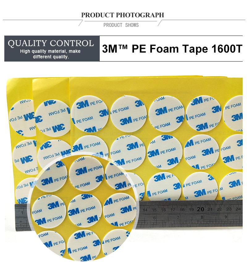 Die Cut white color 3M 1600T PE foam Double sided tape