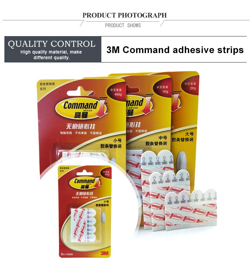 Large/Medium/Small size command refill strips 3m damege-free magic double-sided tape