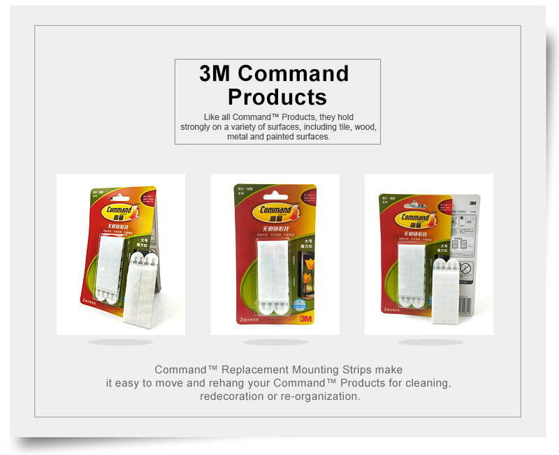 Large size Command Damage-free Large Picture hanging Strips 2 sets/pack Command Picture