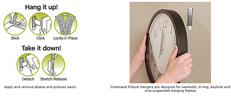 Large size Command Damage-free Large Picture hanging Strips 2 sets/pack Command Picture