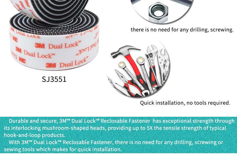 Custom Die Cut 1in*2in 3M SJ3551 Dual Lock Reclosable Fastener