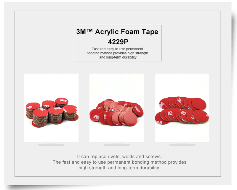 20mm circle die cut Pressure Sensitive Acrylic Foam Tape 3M 4229P, Gray Color, Red Printed Liner With 3M Logo,20Pcs/Lot