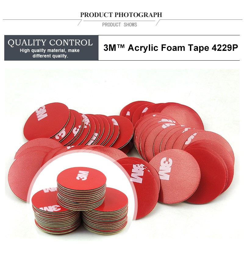 25mm circle die cut 3M 4229P Acrylic Foam Tape,Double Sided Adhesive for Car,thickness 0.8mm,20Pcs/Lot