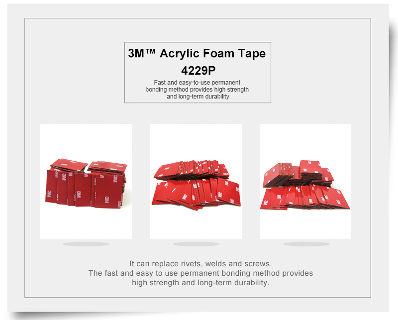 Size 38mm*50mm 3M 4229P Thickness 0.8mm Auto Two Face Acrylic Adhesive Foam Tape/high Sticky Auto Foam Tape.