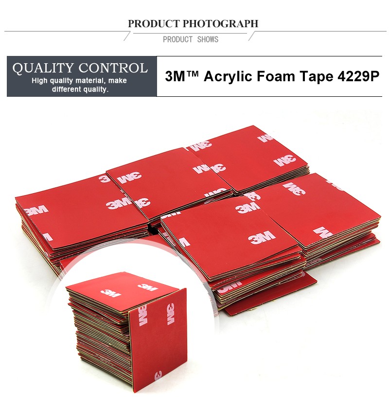 Size 40mm*40mm gray 3M original 4229P thickness 0.8mm Auto double sided adhesive acrylic foam tape.