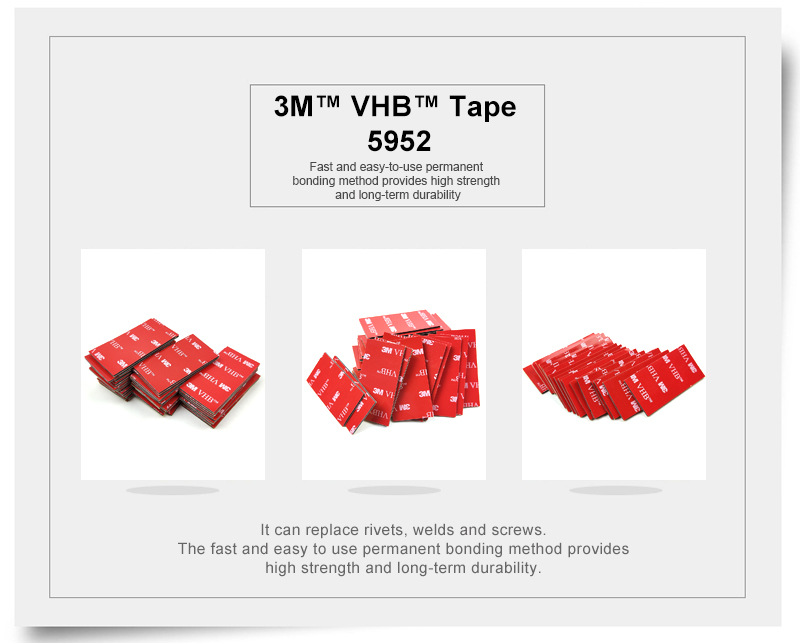 Size 25mm*50mm 3M VHB 5952 Heavy Duty Double Sided Adhesive Acrylic Foam Tape Good For Car Camcorder DVR Holder.