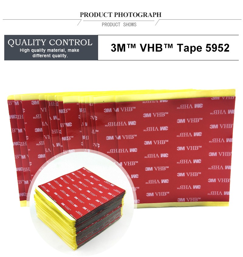 VHB 3M brand 5952 tape can sticky to Glass,Double Sided Acrylic Adheisve Acrylic Foam 3M VHB Tape 100mm * 100mm size