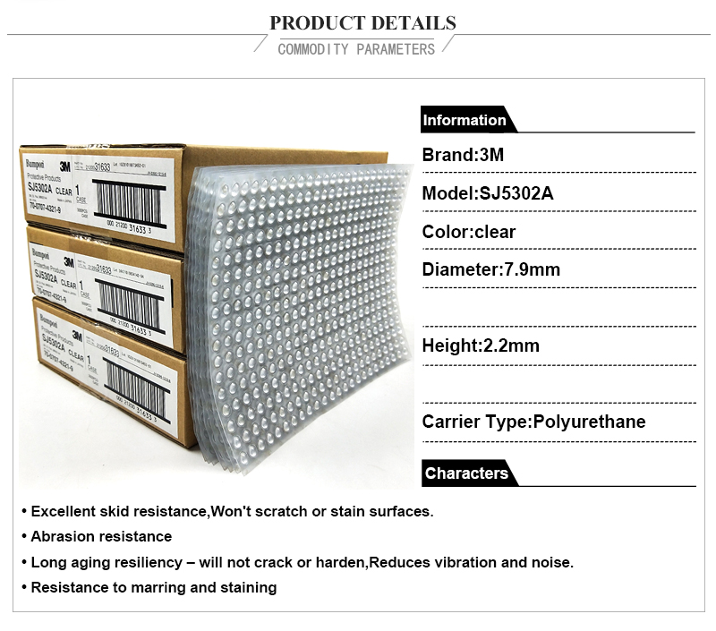 3M protective Bumpon SJ5302A 3m clear silicon rubber dots/top hat shape