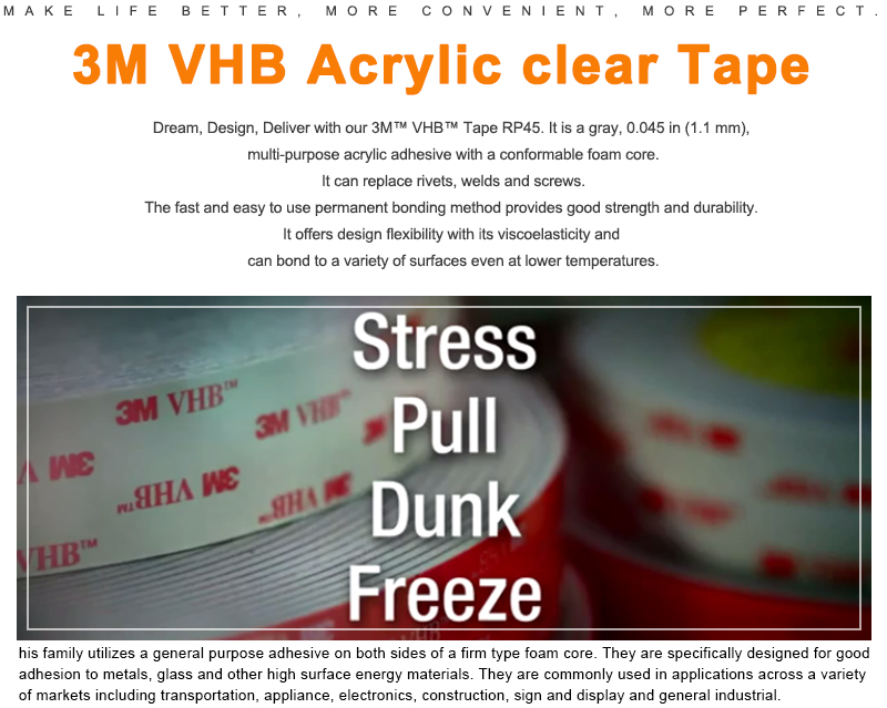 3M RP45 Acrylic Foam VHB  double side tape