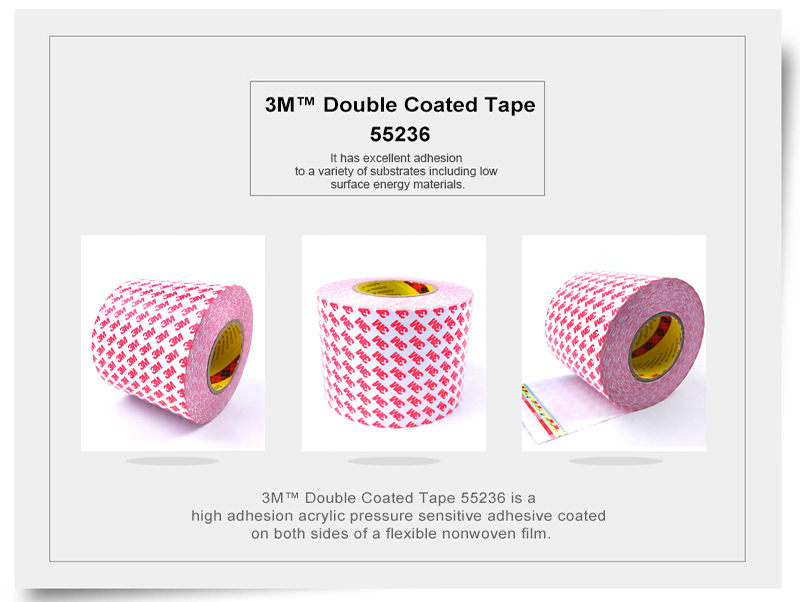 Original 3M 55236 100mm*50m Double Sided Adhesive Tissue Tape, Wide Use for Home, Electircs, Office White Board, Nameplate Label, Display