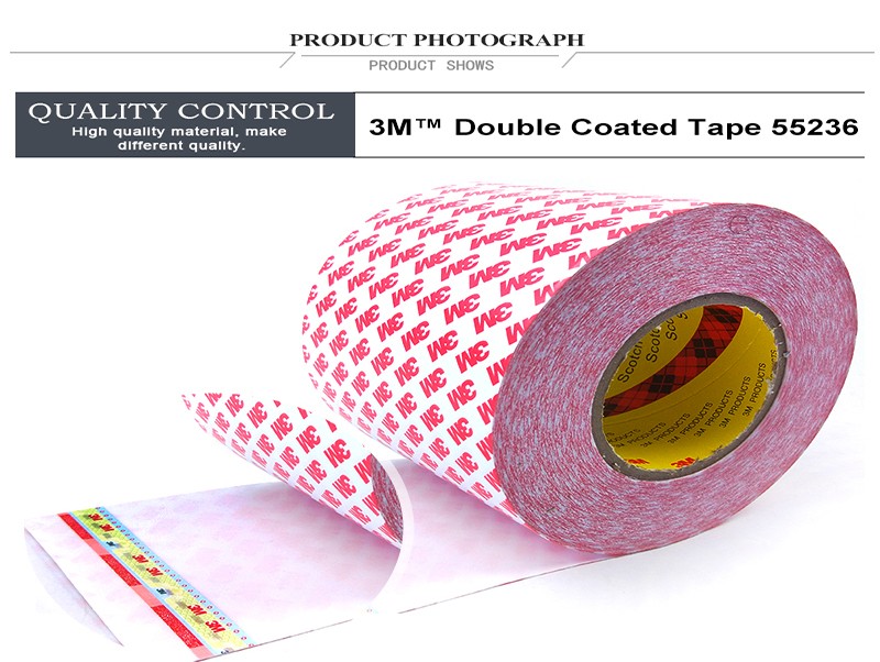 Original 3M 55236 100mm*50m Double Sided Adhesive Tissue Tape, Wide Use for Home, Electircs, Office White Board, Nameplate Label, Display