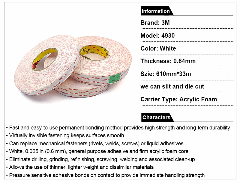 HOT 3M 4930 heat resistant double sided tape can cut