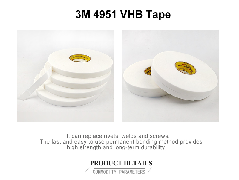 High temperature resistant 3M VHB 4951 double sided adhesive tape
