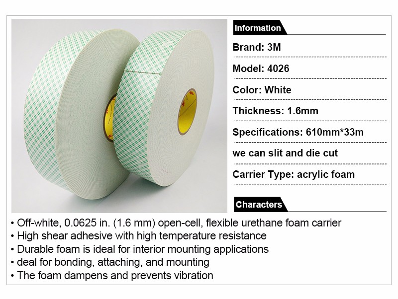 3M 4026  double side foam tape die cutting tape