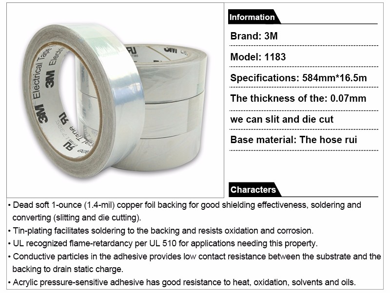 3M™ 1183 EMI Tin-Plated Copper Foil Shielding Tape or automotive masking tape