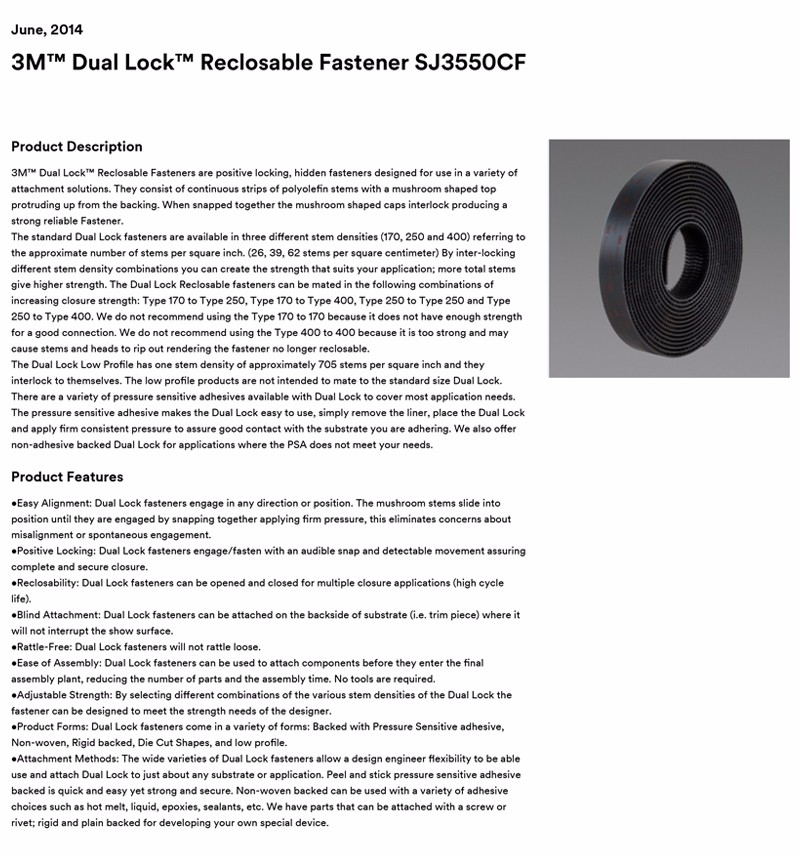 3M™ Dual Lock™ Reclosable Fastener SJ3550CF